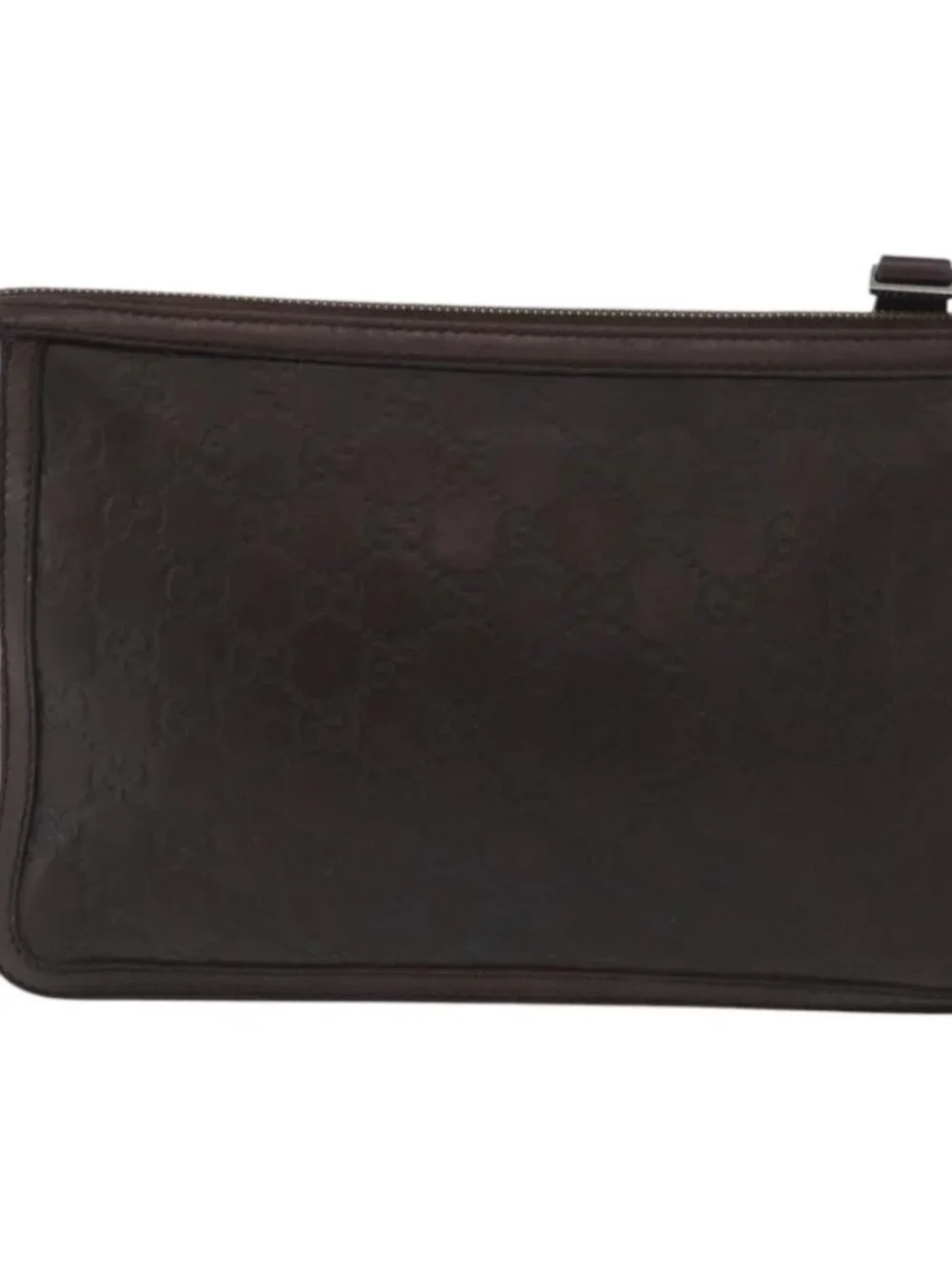 GUCCI GG Canvas Guccissima Clutch Bag Leather Brown 152600 Auth ka3732